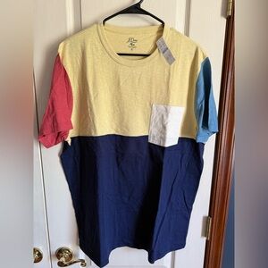 NWT JCREW MENS SLUB COTTON COLOR-BLOCK T-SHIRT